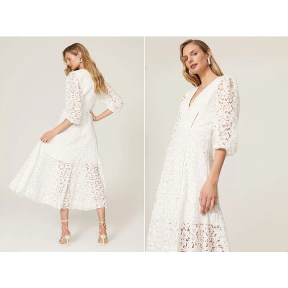 SIMKHAI White Lace V-Neck Dress - Picture 3 of 12